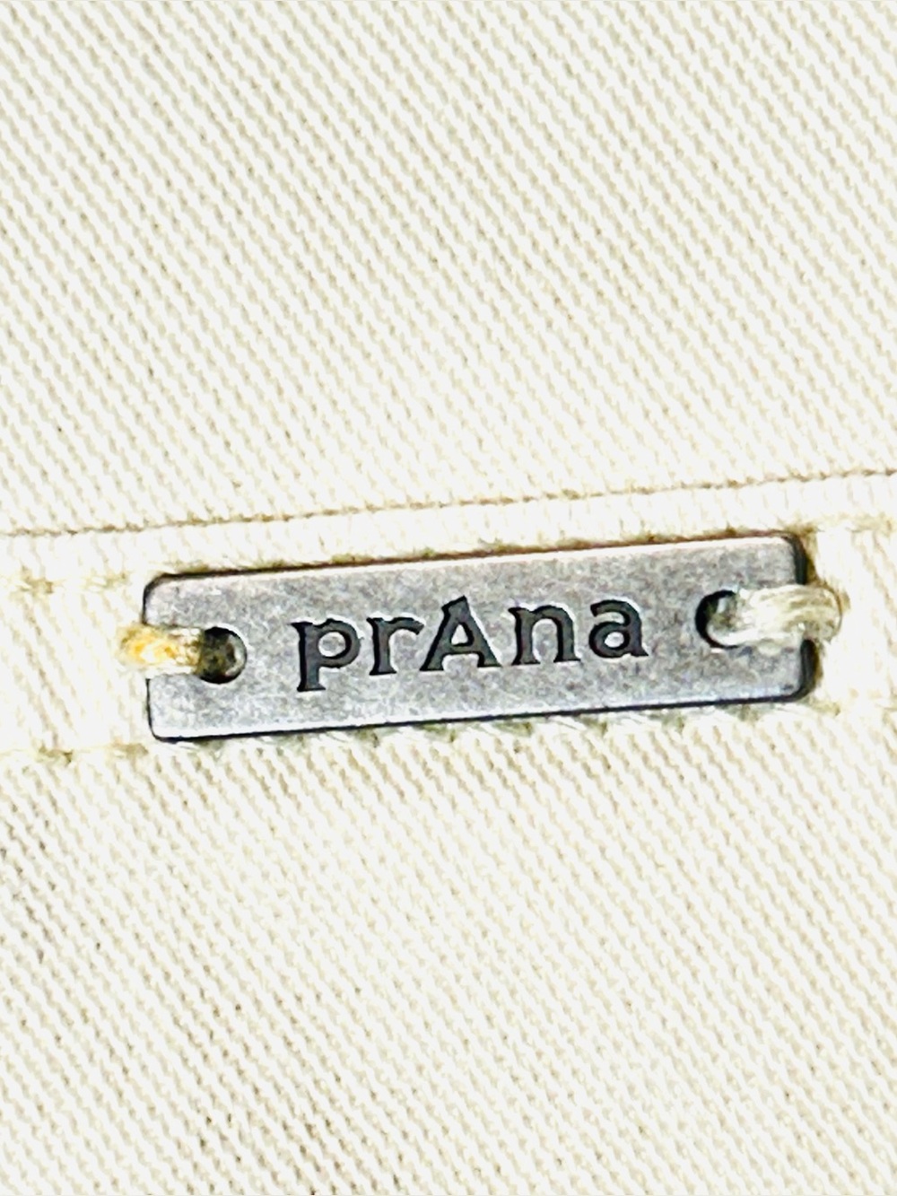 prAna Organic Cotton Khaki Denim Shorts Women’s Size 4 Beige Stretch waist 30in - Picture 6 of 6